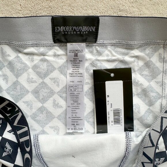 NWT Authentic GA EMPORIO ARMANI All-Over Logo STRETCH COTTON TRUNKS (2) Size M - Picture 5 of 15